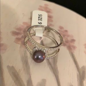 Sweet Duet Ring with Purple Pearl